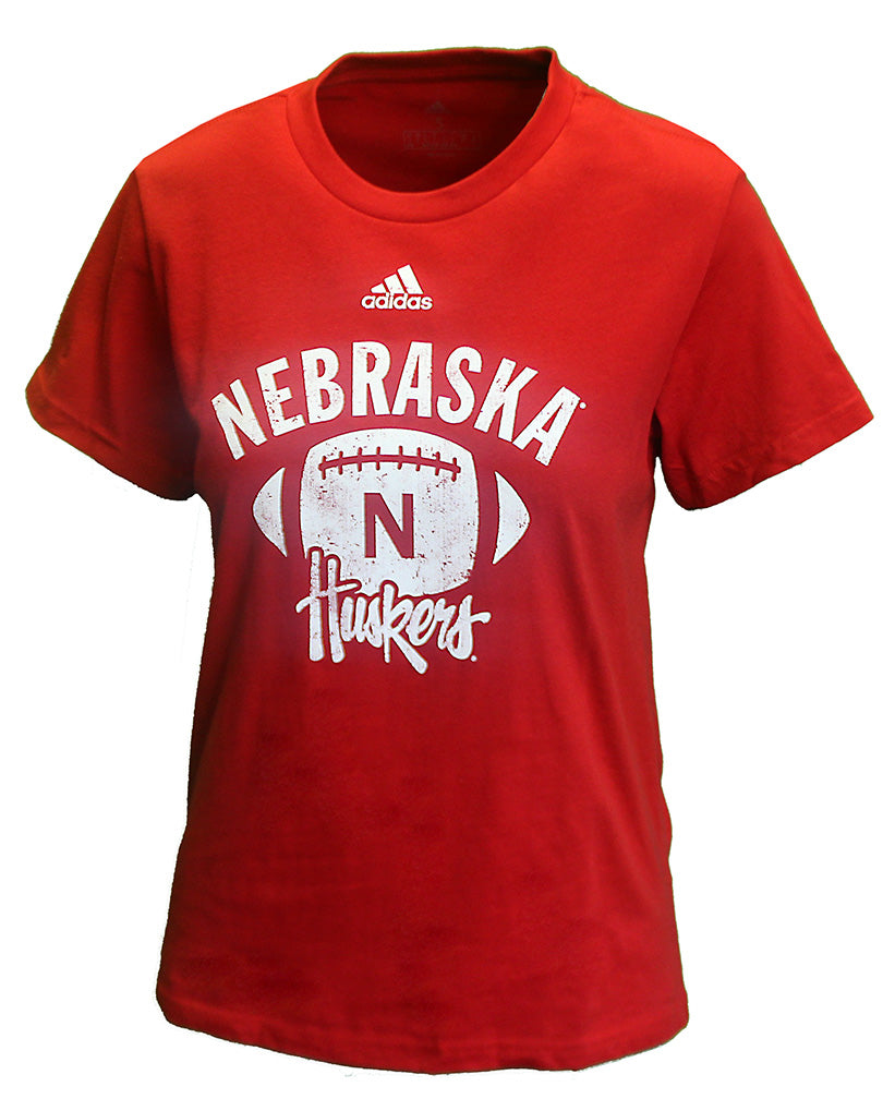 Adidas Womens Nebraska Huskers Football Tee