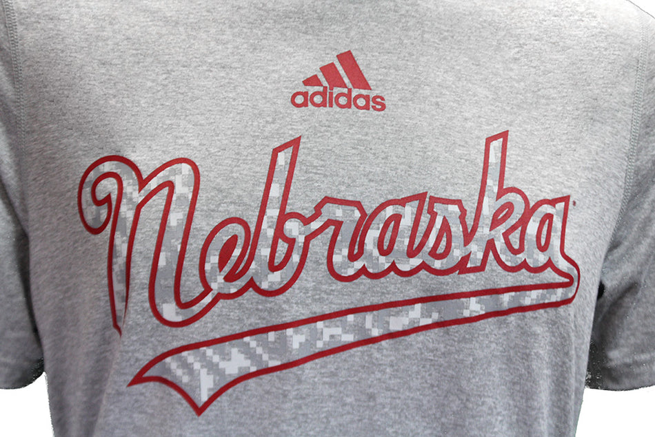 Adidas Nebraska Camo Script Locker Tee