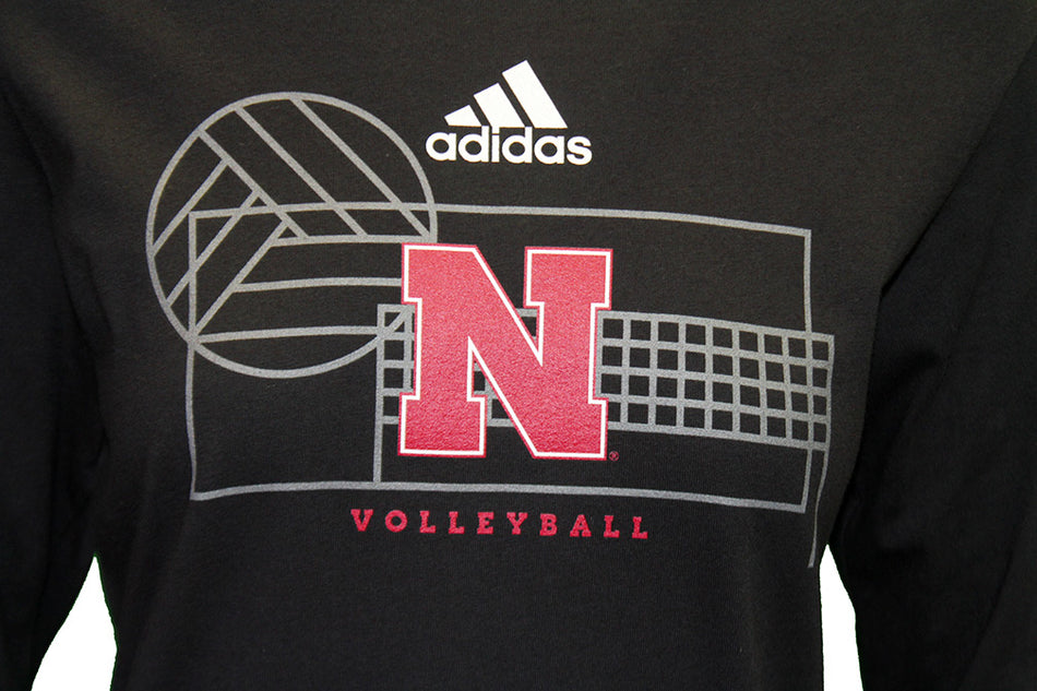 Adidas Womens Huskers Locker Lines Volleyball LS Fresh Tee