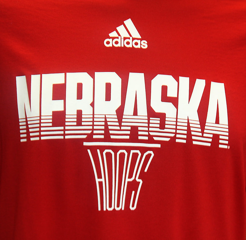 Adidas Nebraska Basketball Glass On Court LS Tee