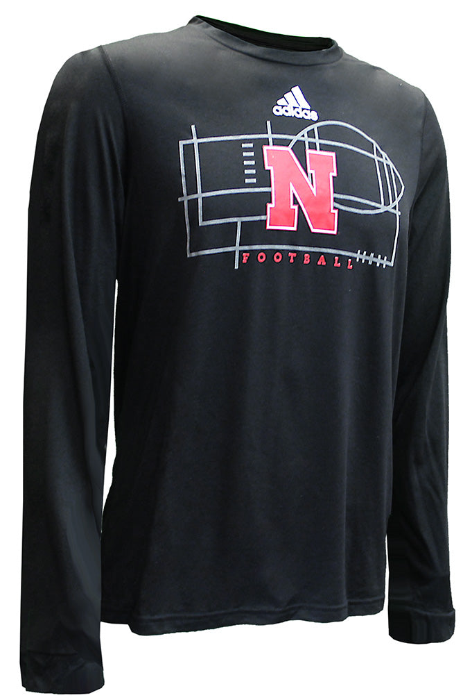 Adidas Nebraska Football Locker Lines LS Creator Tee - Black