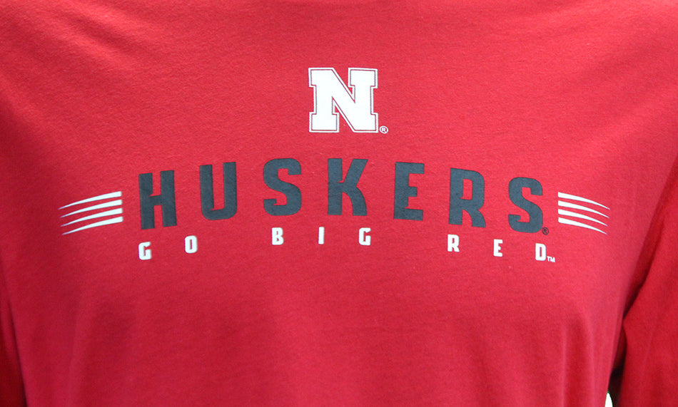 Huskers Go Big Red Spackled LS Tee