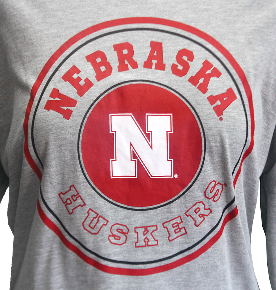 Womens Nebraska Huskers Andy Rib Trim LS Tee