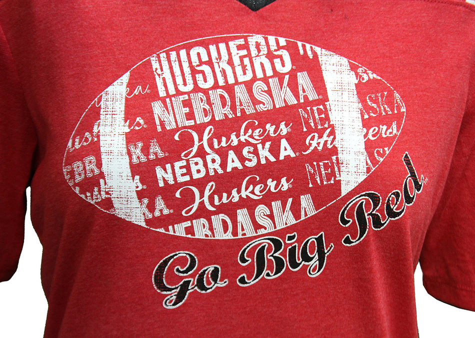 Womens Nebraska Huskers GBR Football V-Neck