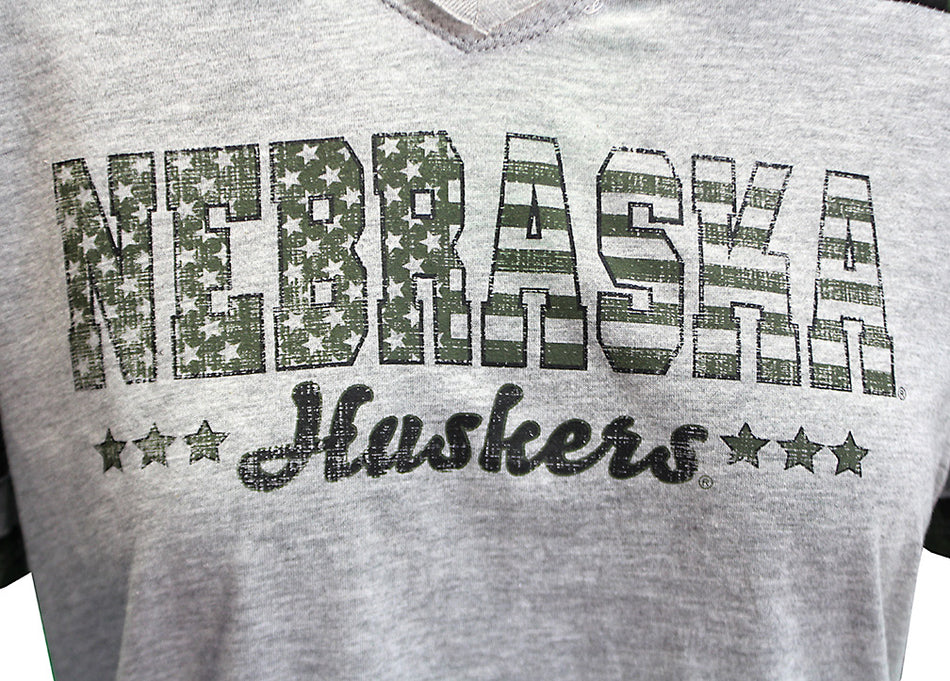 Womens Camo Nebraska Huskers OHT VNeck