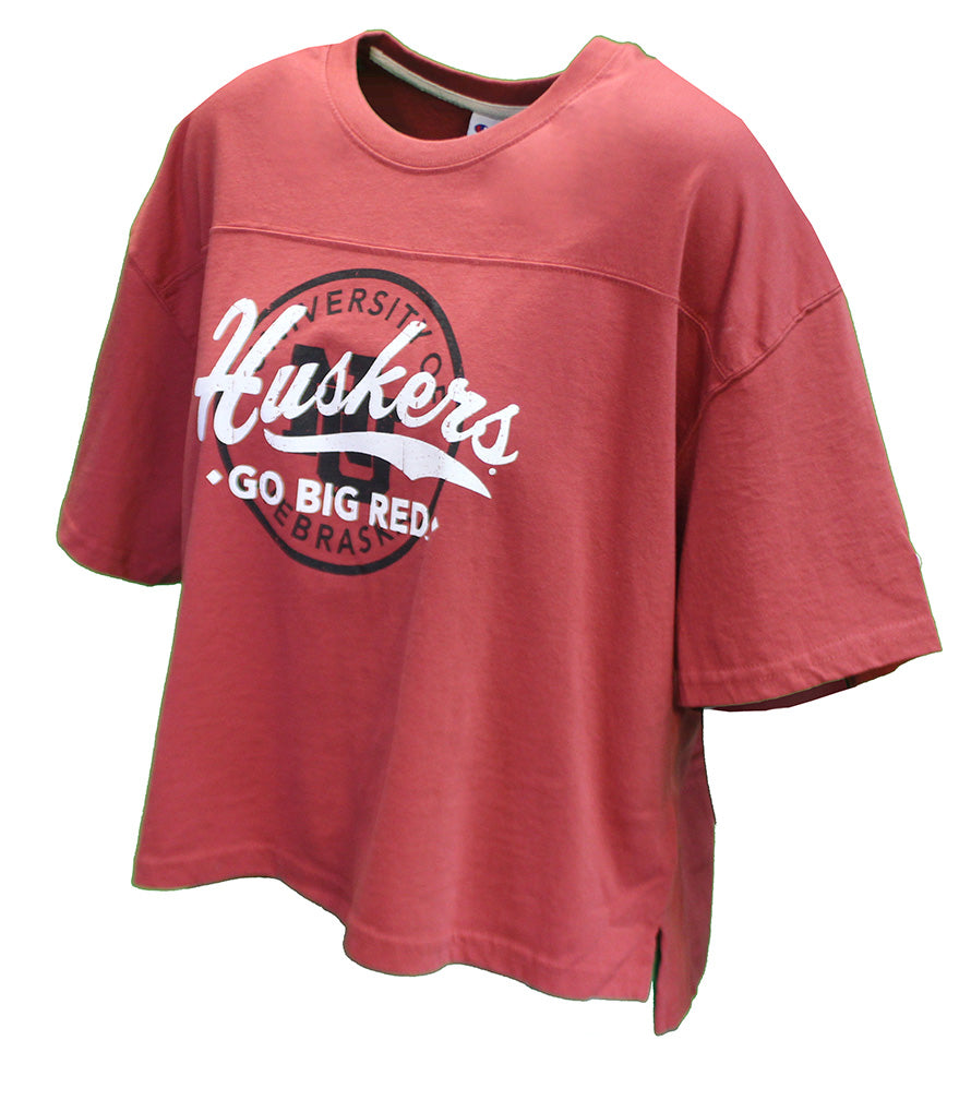 Womens Huskers Go Big Red Jersey Boxy Crop