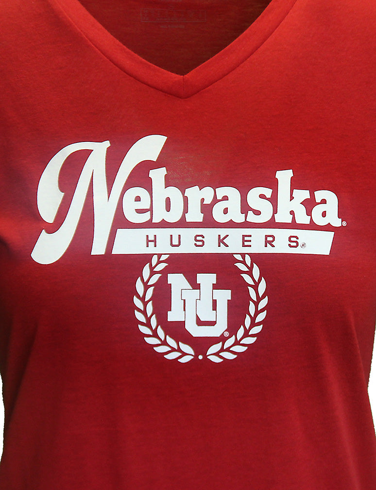 Adidas Womens Nebraska Huskers Blended Laurel Tee