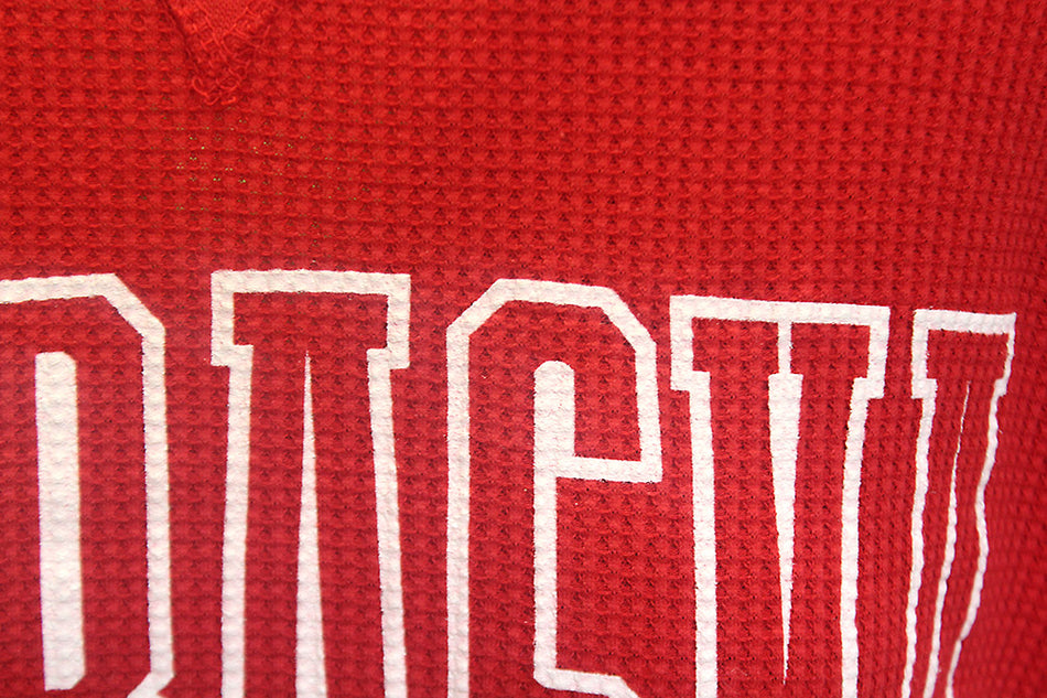 Womens Nebraska Southlawn Straight Waffle Weave LS Top