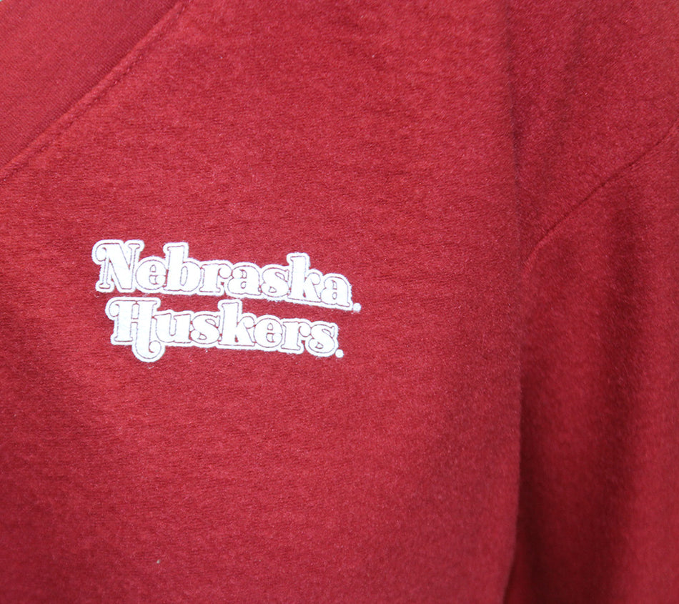 Ladies Nebraska Huskers Cozy Fleece Cropped LS V-Neck