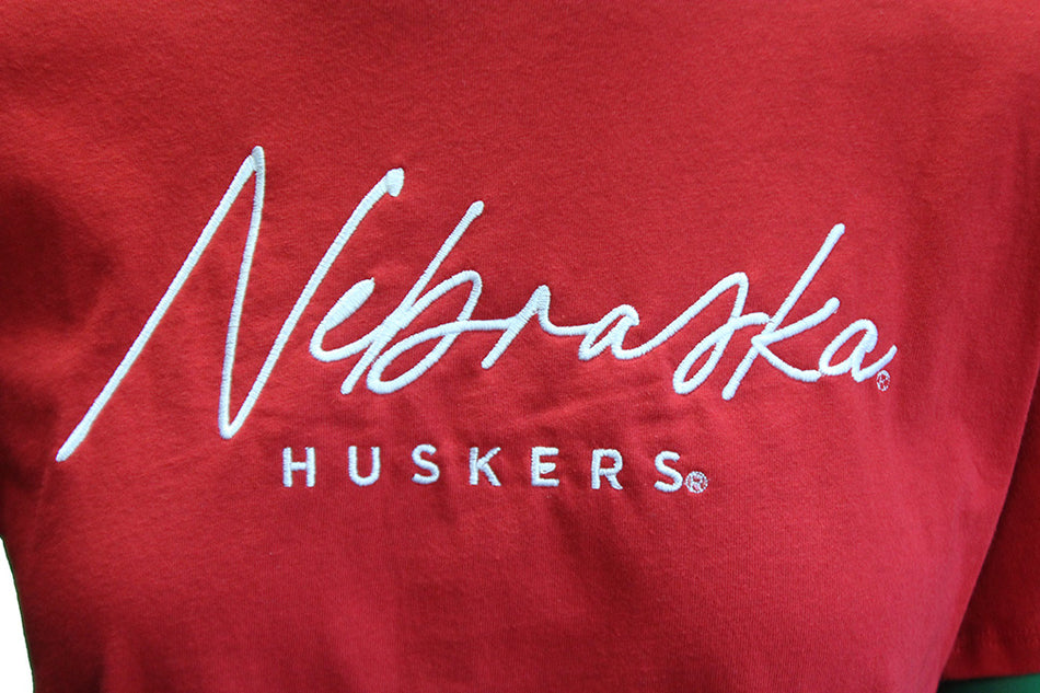 Womens Nebraska Clothesline Crop Top - Red