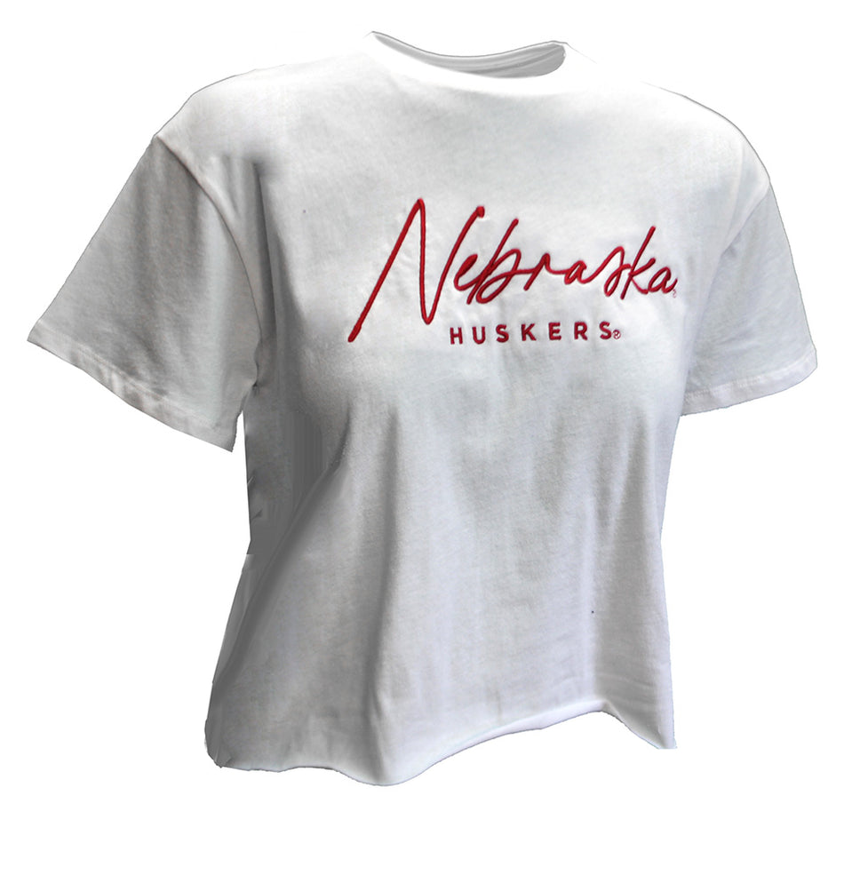 Womens Nebraska Huskers Crop Top  - White
