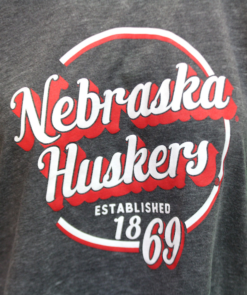 Womens Heather Nebraska Huskers Boxy Burnout Tank