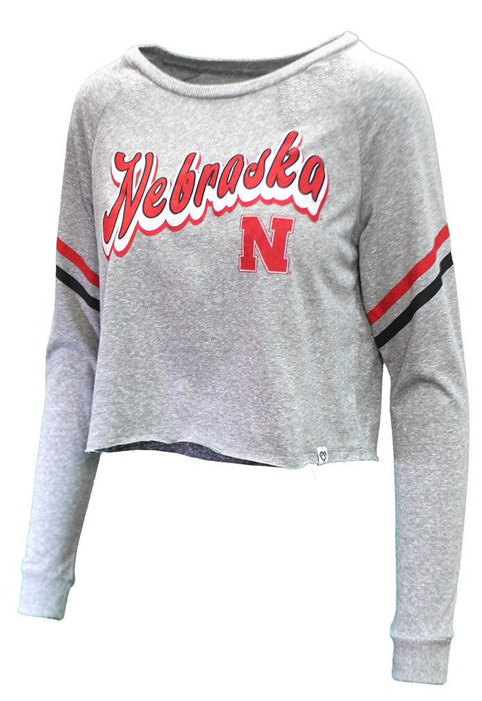 Womens Nebraska Love Actually LS Crop Tee