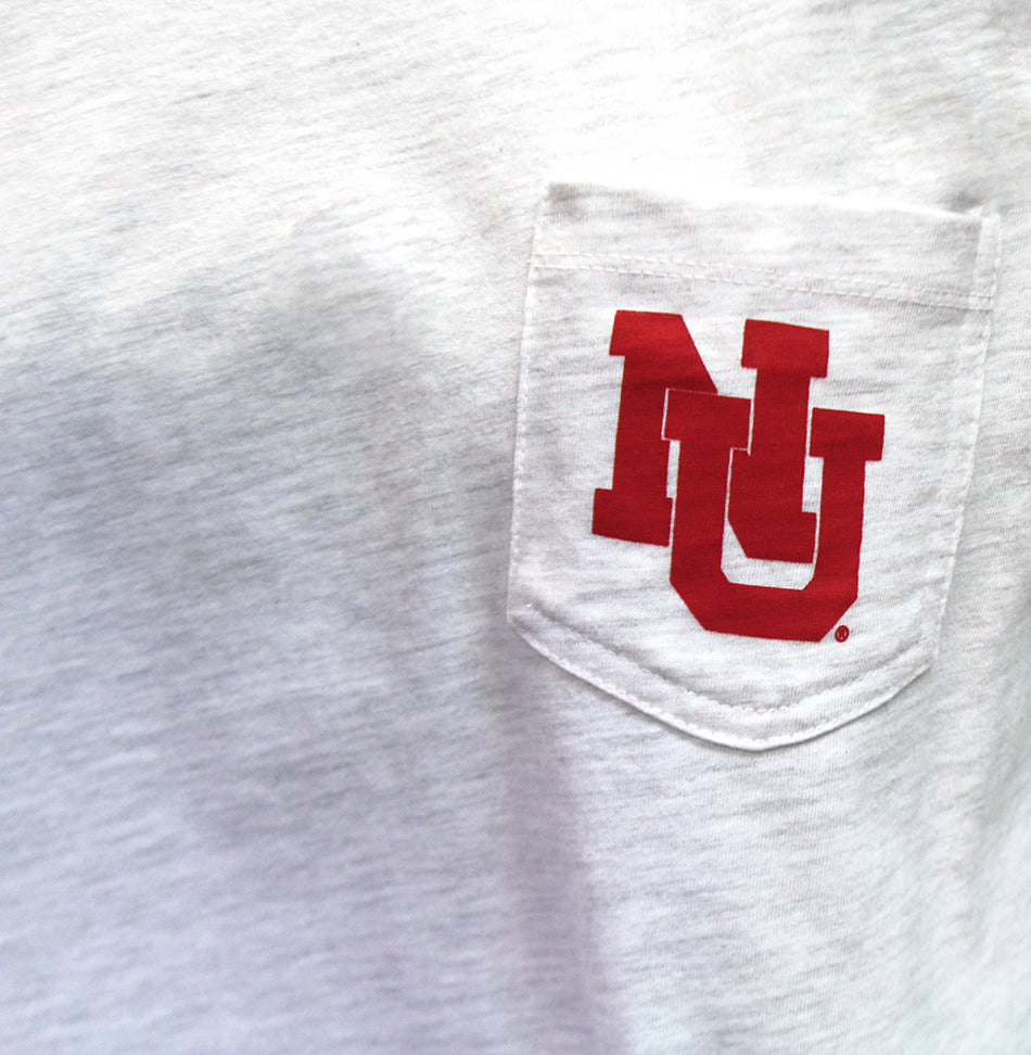 Womens Nebraska NU Midi Crop Pocket LS Tee - White