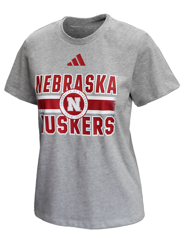 Adidas Womens Nebraska Huskers Emblem Tee