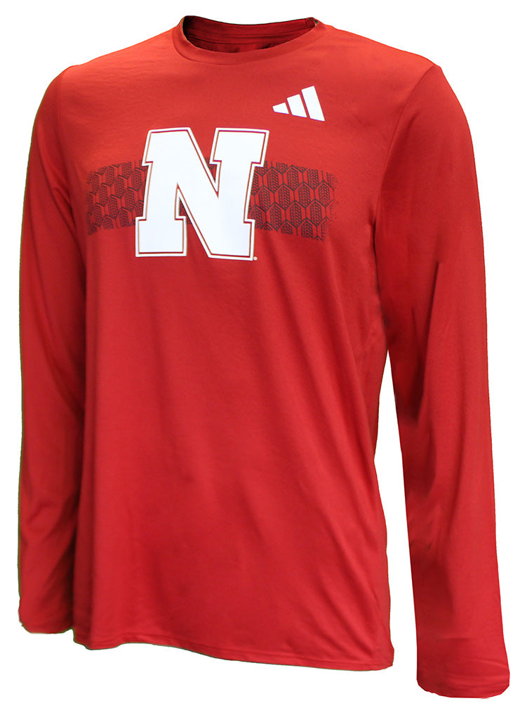 Adidas Nebraska Cornborn LS Pregame Tee