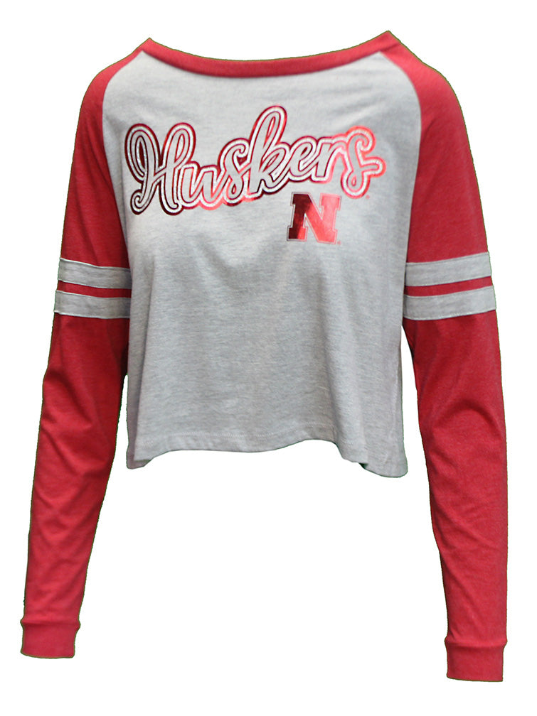 Womens Huskers Rise N Shine Crop LS