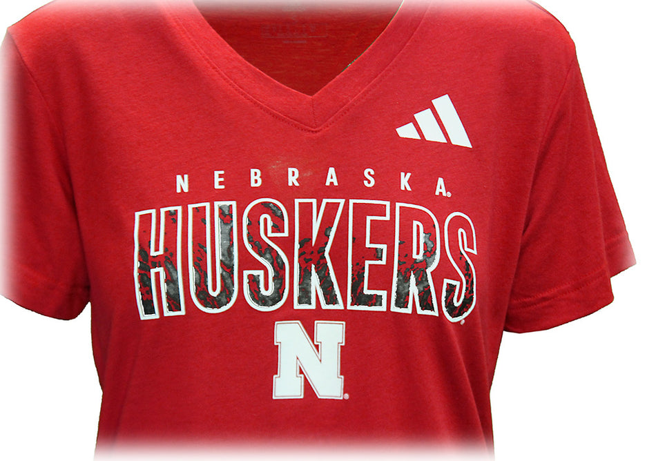 Adidas Womens Nebraska Huskers Rise V-Neck