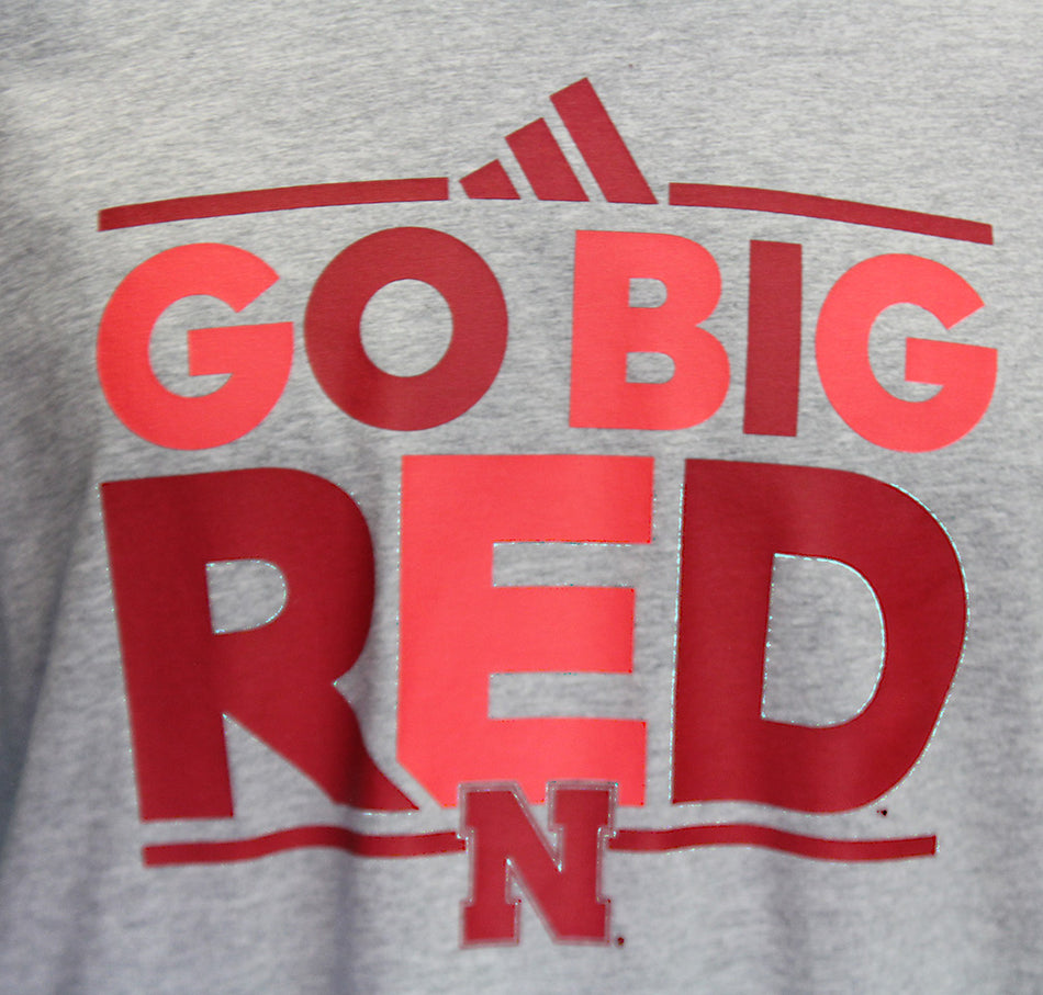 Adidas Nebraska Go Big Double Red Tee