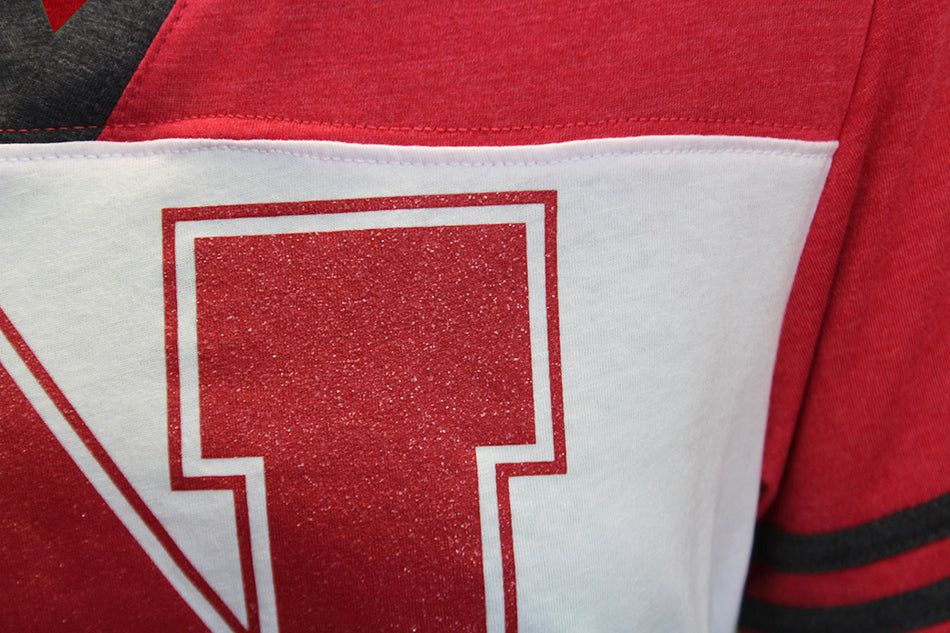 Womens Nebraska Frosty Split Neck Top
