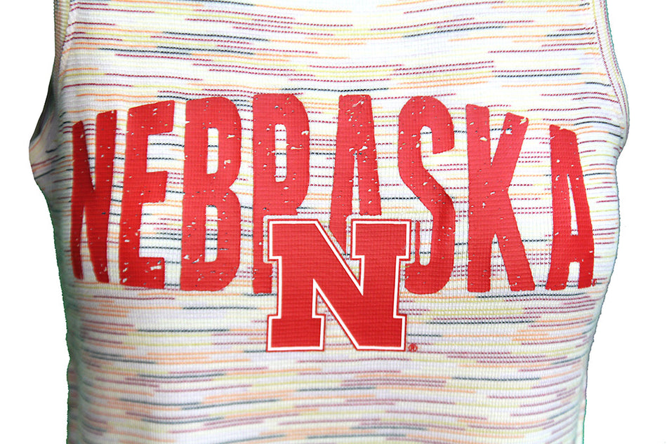 Womens Nebraska Rainbow Sunray Tank