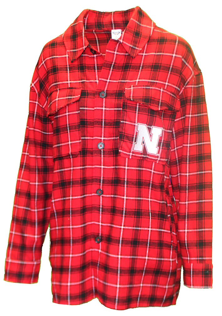 Womens Plaid Huskers Boyfriend Nightshirt