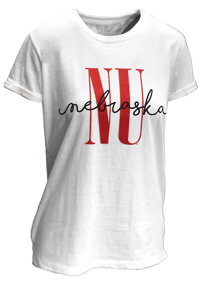 Womens Nebraska Huskers Coral Vintage Boyfriend Top