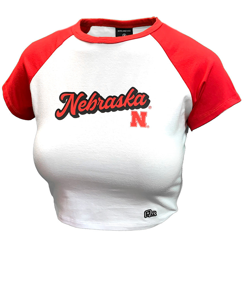 Womens Nebraska Homerun Crop Tee