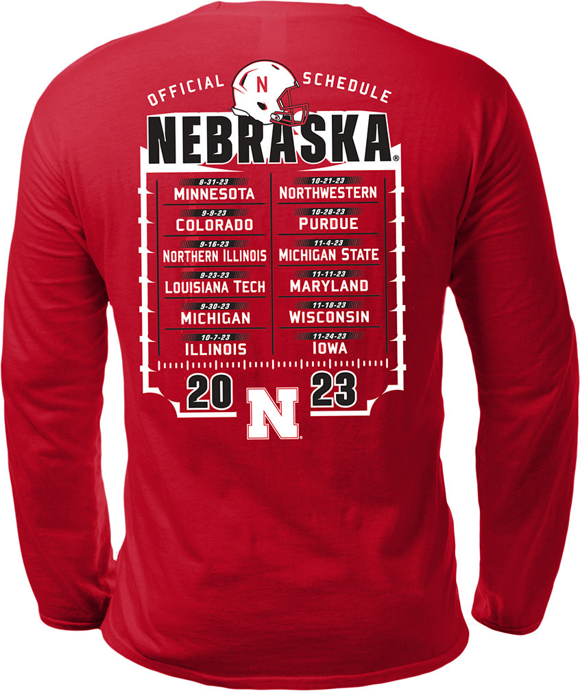 2023 Nebraska Huskers Football Schedule Long Sleeve Tee