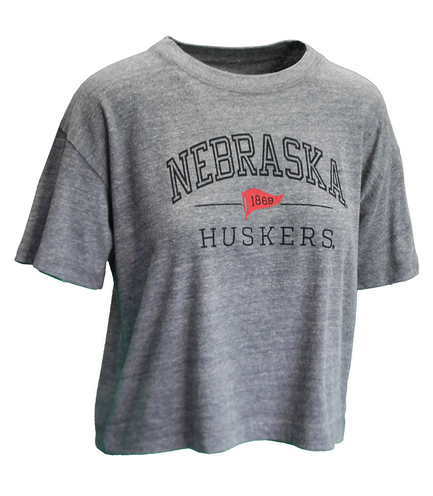 Womens Nebraska Huskers Pennant Midi Tee - Grey