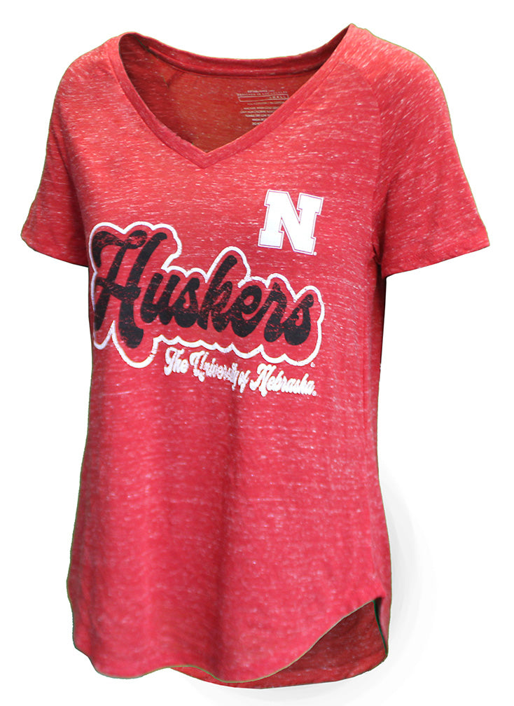 Womens Nebraska Husker Leilani Speckled VNeck