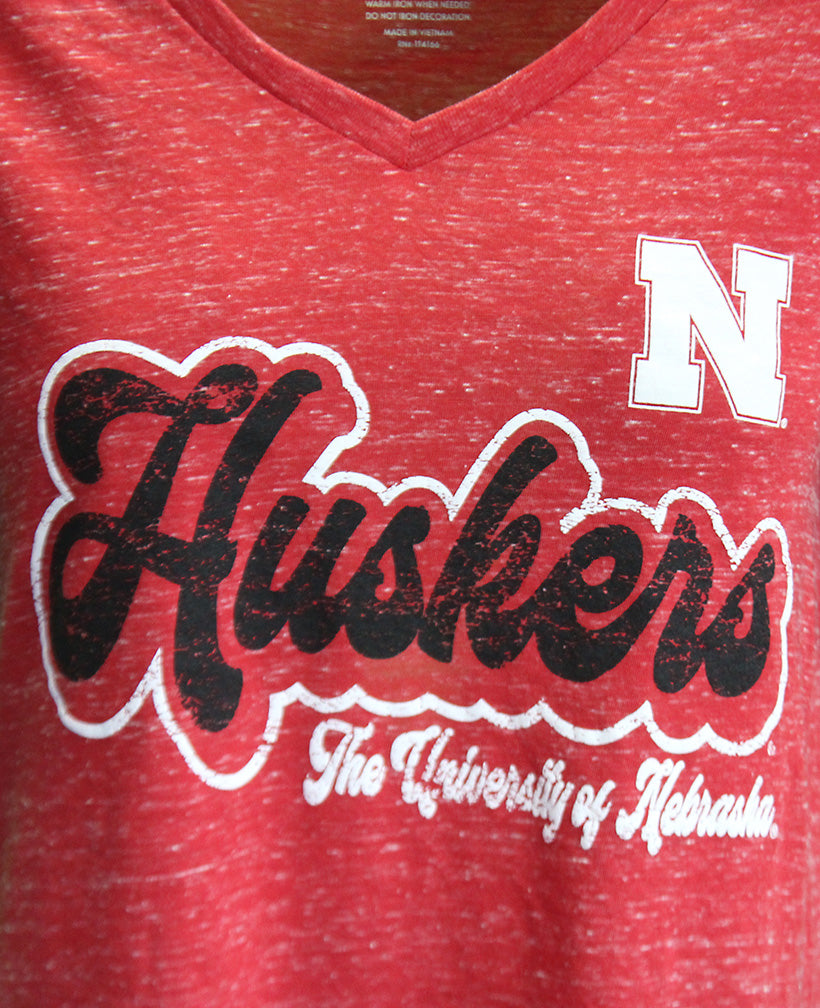 Womens Nebraska Husker Leilani Speckled VNeck