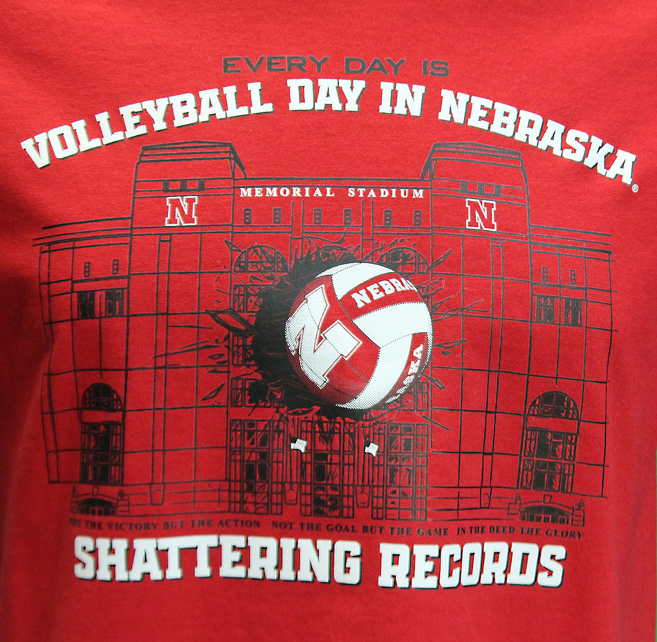 Volleyball Day In Nebraska Shattering Records Tee - Red