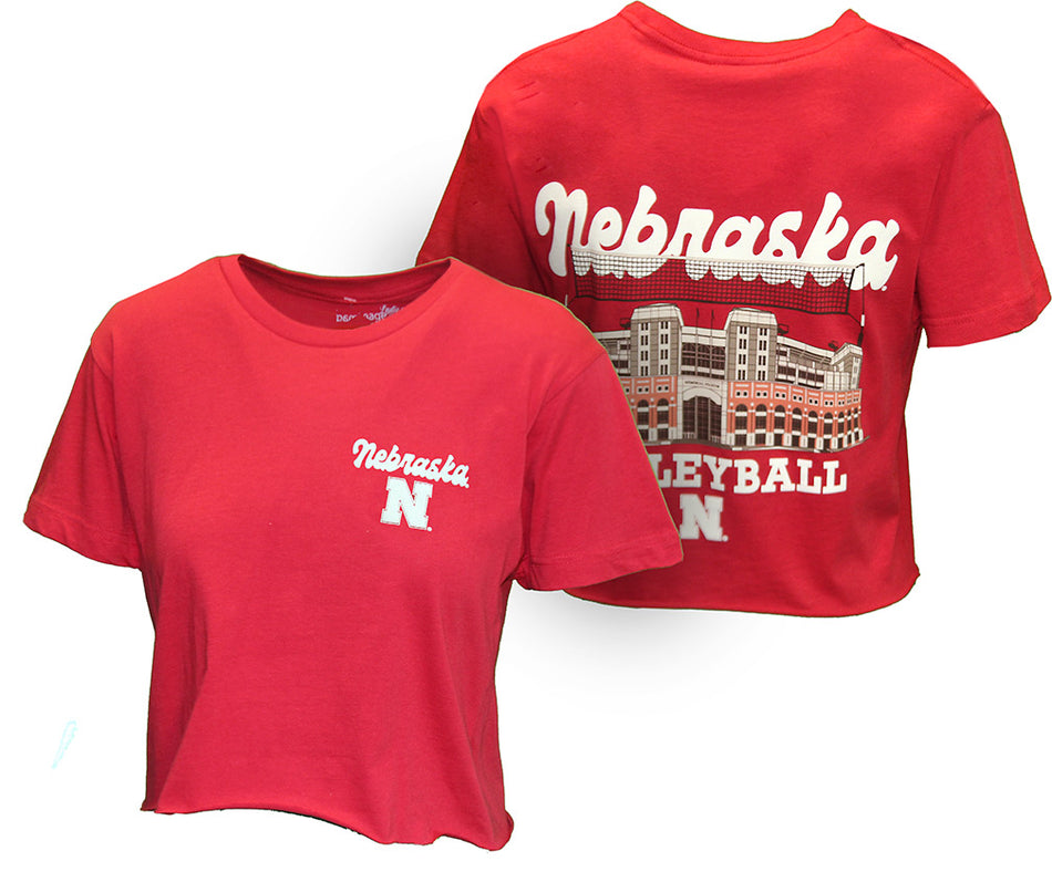 Womens Nebraska N Volleyball Ace Cropped Tee