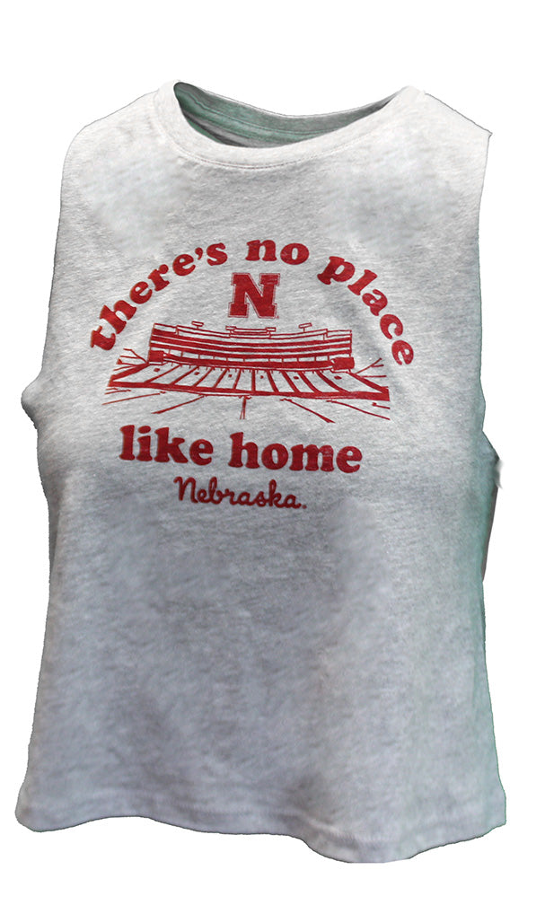 Womens Nebraska No Place Like Home Racerback Crop Tank