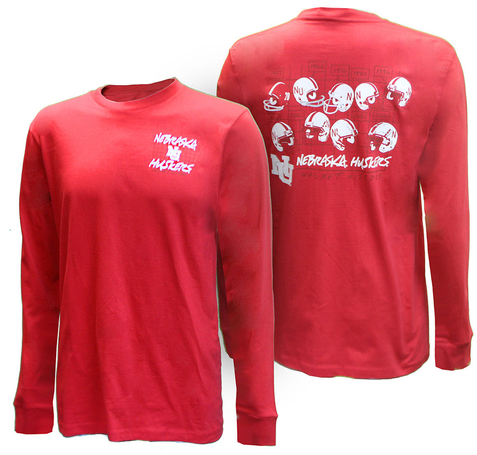 Nebraska Huskers Helmet History LS Tee - Red
