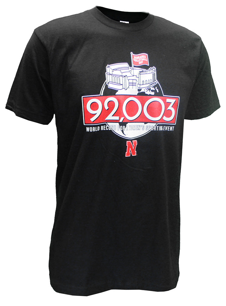 Nebraska Volleyball 92003 World Record Tee - Black