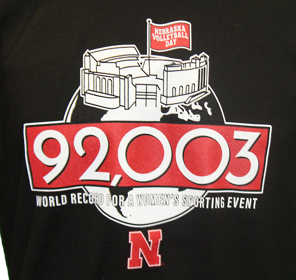 Nebraska Volleyball 92003 World Record Tee - Black