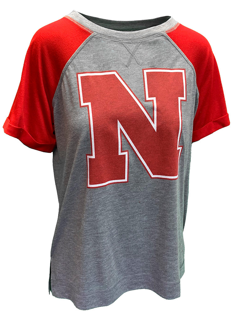 Womens Nebraska Iron N Portia Colorblock Top