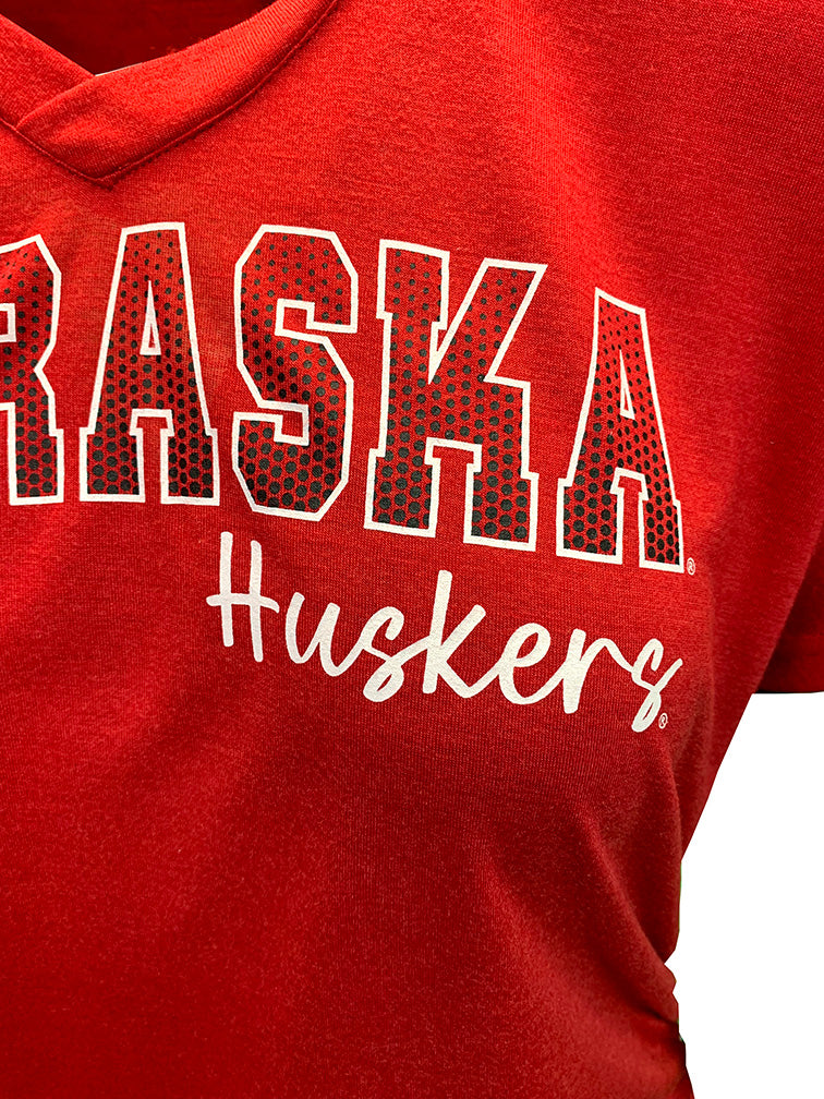 Womens Nebraska Huskers Ruched Vneck