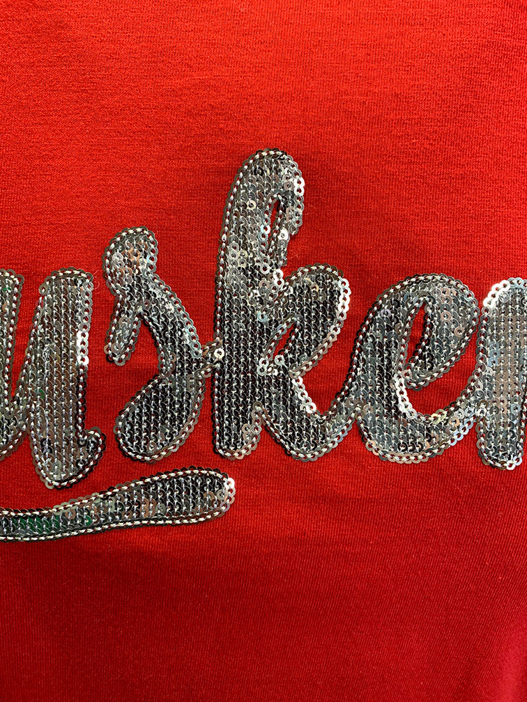 Womens Huskers Sequins Yorkville Tee