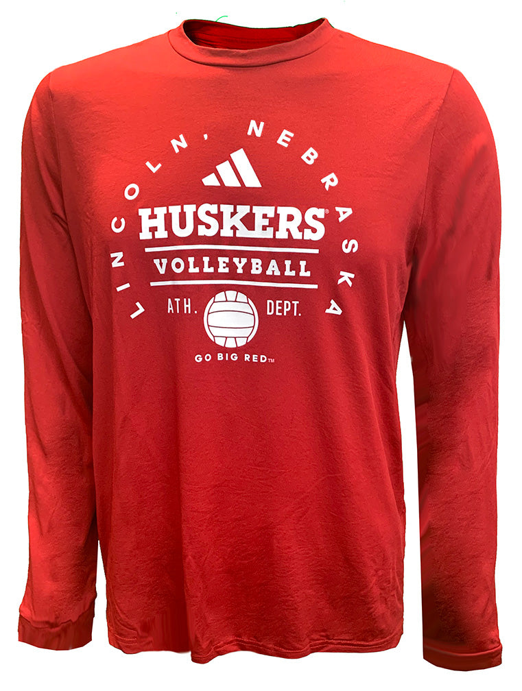 Adidas 2024 Nebraska Volleyball Locker All Around LS Pregame Tee