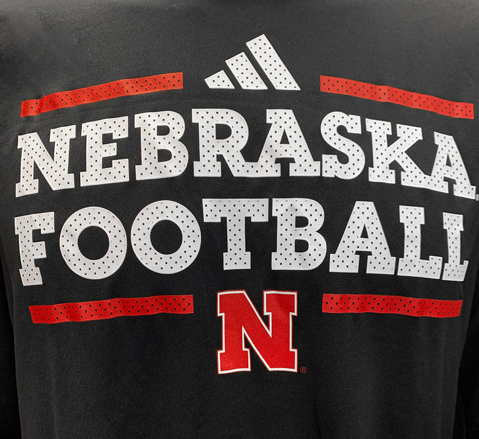 Adidas 2024 Team Issue Nebraska Football LS Pregame Tee - Black