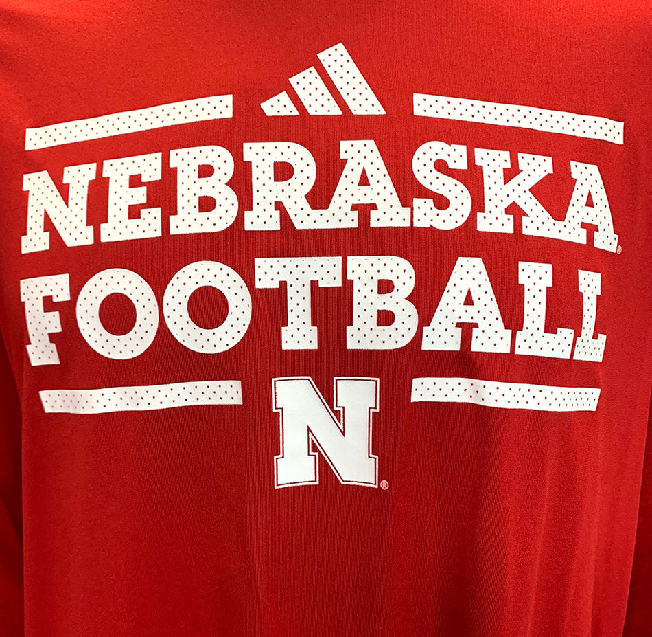 Adidas 2024 Team Issue Nebraska Football Locker Practice LS Pregame Tee - Red