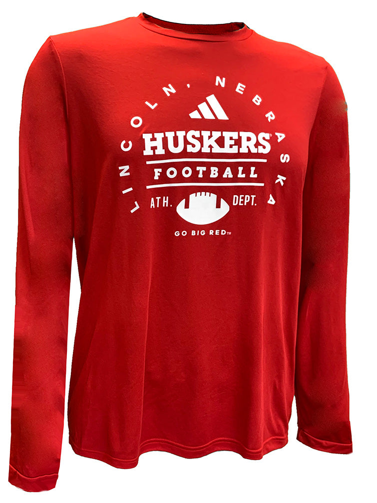 Adidas Nebraska Football All Around Icon LS Pregame Tee