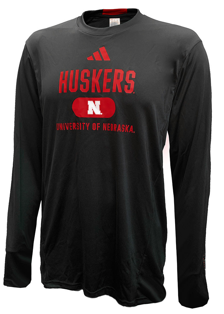 Adidas 2024 Huskers UNL D4T LS Pregame Tee - Black