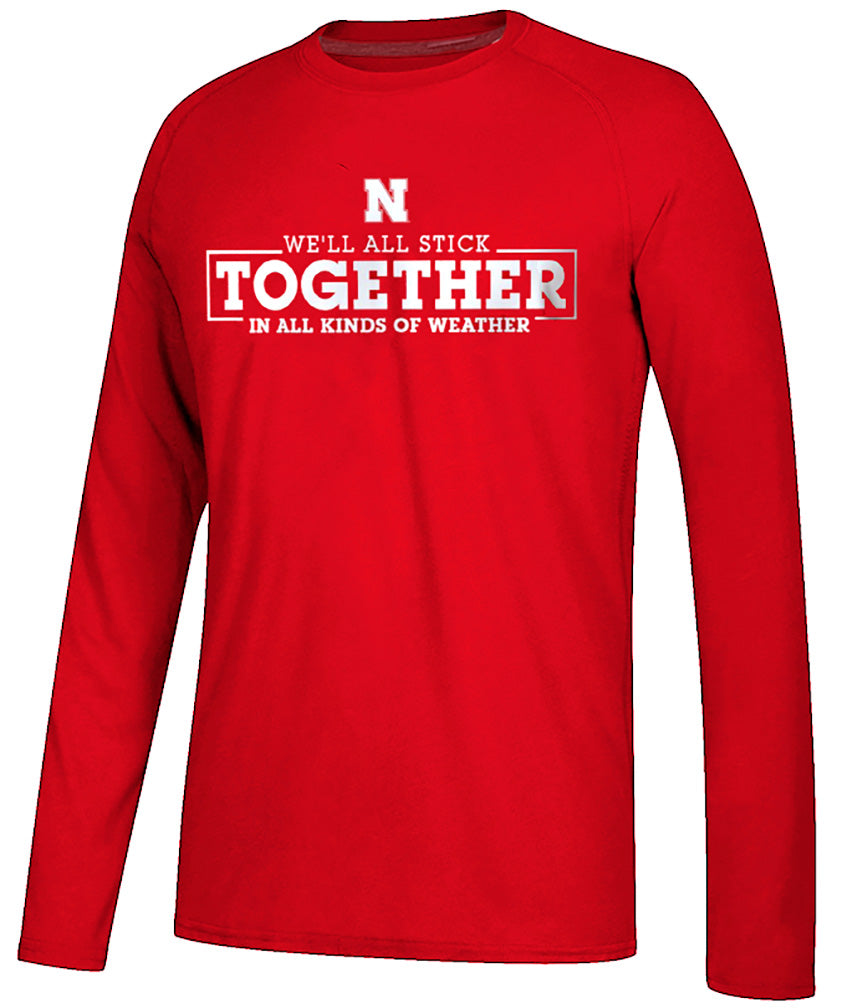 Official We'll All Stick Together N All Kinds Of Weather LS Fundraiser Tee - Red