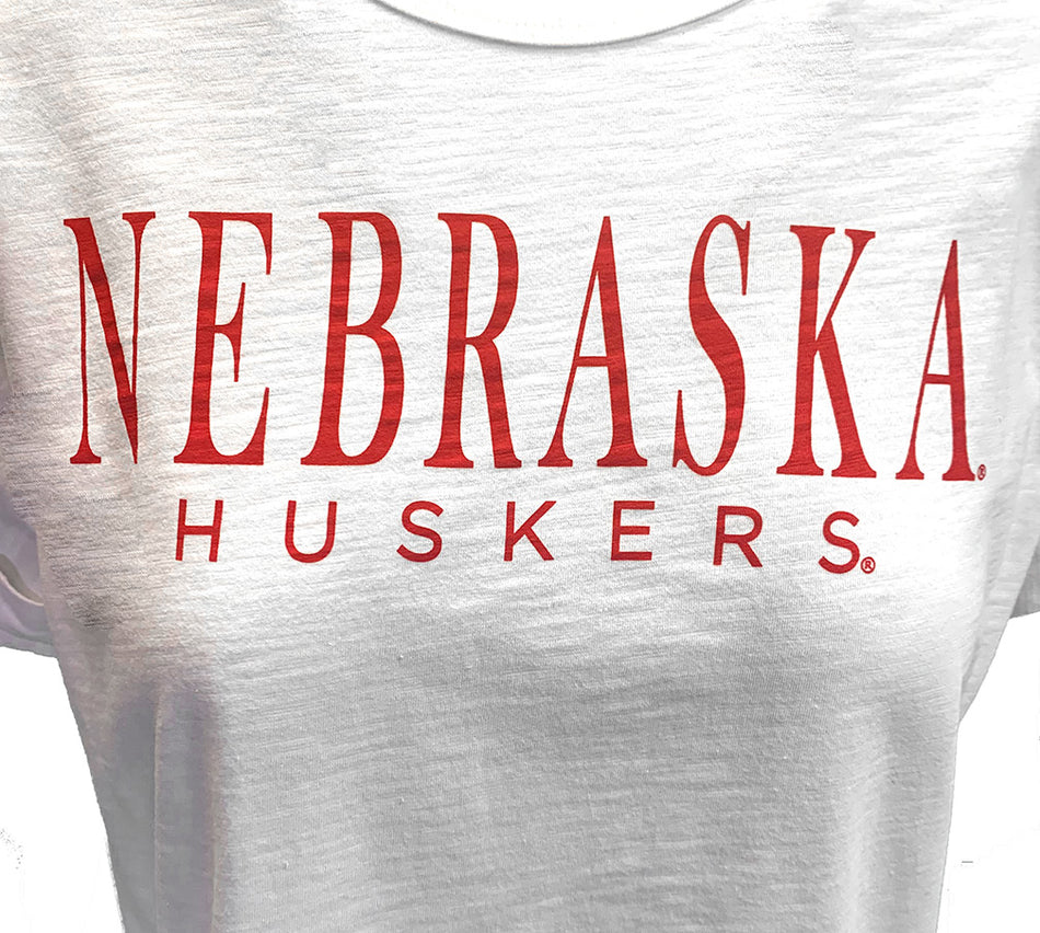 Womens Washed Vintage Nebraska Huskers top