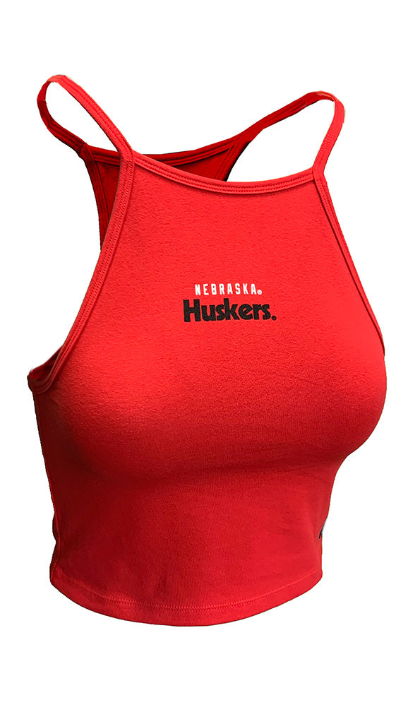 Womens Nebraska Huskers Tailgate Scarlet Halter Crop