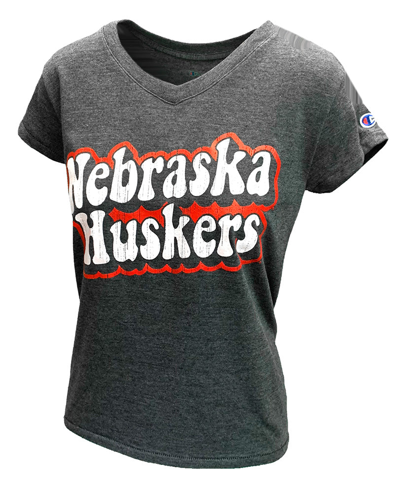 Womens Nebraska Huskers Tri Blend VNeck Tee